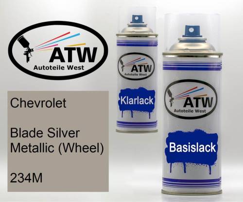 Chevrolet, Blade Silver Metallic (Wheel), 234M: 400ml Sprühdose + 400ml Klarlack - Set, von ATW Autoteile West.